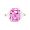 4.66 carat Pink Sapphire Cushion-Shape set with Trillion Side Stones in Platinum - No Heat - Image 2