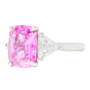 4.66 carat Pink Sapphire Cushion-Shape set with Trillion Side Stones in Platinum - No Heat - Image 3