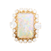 Vintage Opal and 1.90 carat Diamond Cluster Cocktail Ring in Yellow Gold - Image 2