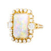 Vintage Opal and 1.90 carat Diamond Cluster Cocktail Ring in Yellow Gold - Image 3