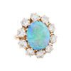 Victorian Black Opal and 3.40 carat Diamond Ring in Yellow Gold - Image 4