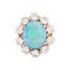Victorian Black Opal and 3.40 carat Diamond Ring in Yellow Gold - Image 2