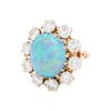 Victorian Black Opal and 3.40 carat Diamond Ring in Yellow Gold - Image 3