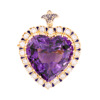 Heart Shaped Amethyst with Diamond Halo in Yellow Gold - Image 3