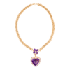 Heart Shaped Amethyst with Diamond Halo in Yellow Gold - Image 2