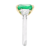5.93 carat Cushion cut Emerald with Shield Diamonds in Platinum and Gold - Image 6