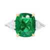 5.93 carat Cushion cut Emerald with Shield Diamonds in Platinum and Gold - Image 2