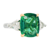 5.93 carat Cushion cut Emerald with Shield Diamonds in Platinum and Gold - Image 4