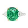 5.93 carat Cushion cut Emerald with Shield Diamonds in Platinum and Gold - Image 3