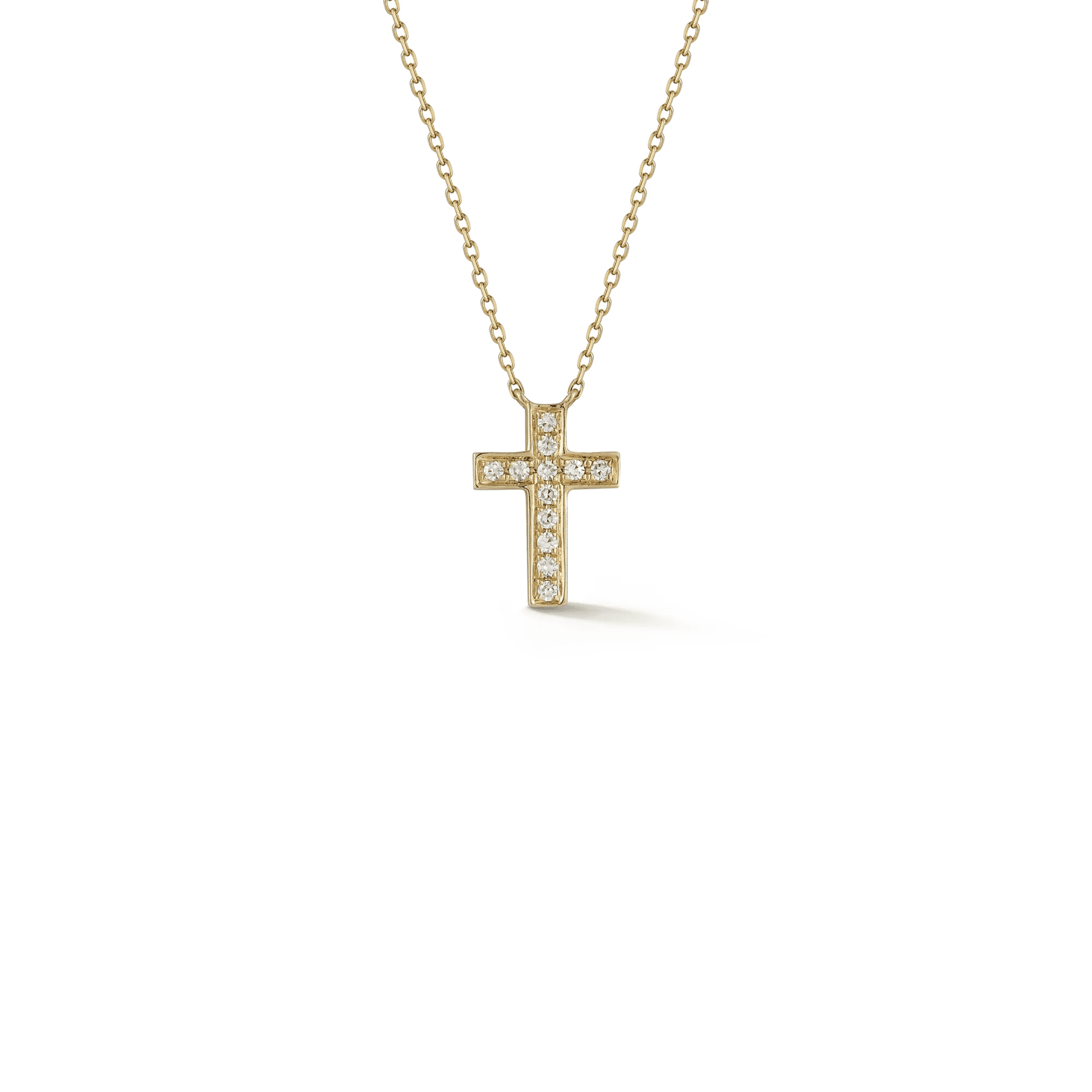 0.05 Carat Pavé Diamond Cross Necklace in Yellow Gold - Image 2