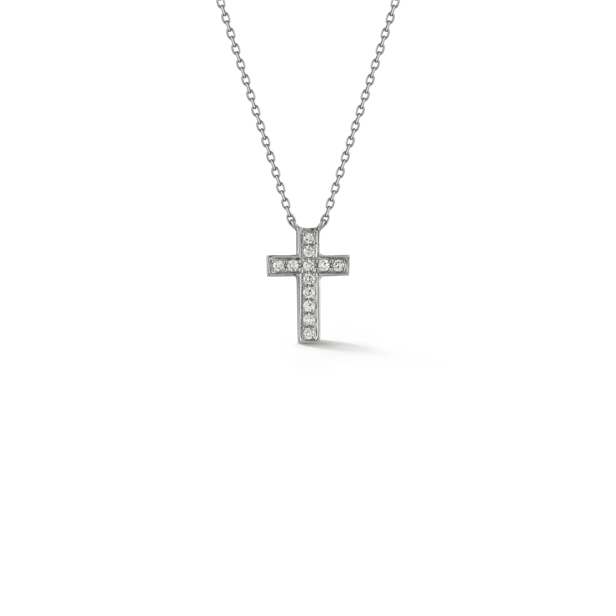 0.05 Carat Pavé Diamond Cross Necklace in White Gold - Image 2