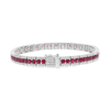 4.96 Carat Ruby & Diamond Three Row Bracelet in White Gold - Image 3