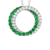0.42 carat Emerald and Diamond Open Circle Swirl Pendant Necklace in White Gold - Image 3