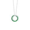 0.42 carat Emerald and Diamond Open Circle Swirl Pendant Necklace in White Gold - Image 2