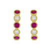 0.36 carat Ruby and Diamond Milgrain Hoops in Yellow Gold - Image 2