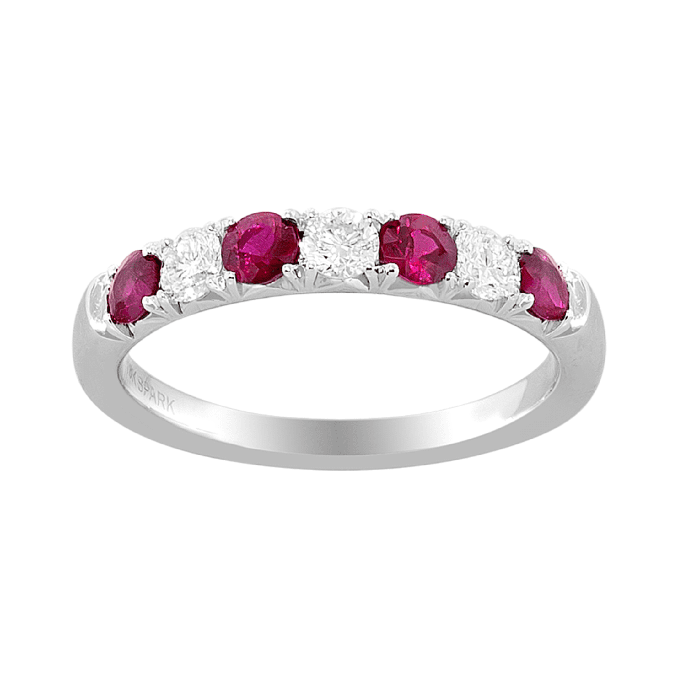 Alternating 0.48 Carat Ruby and Diamond Ring in White Gold - Image 2