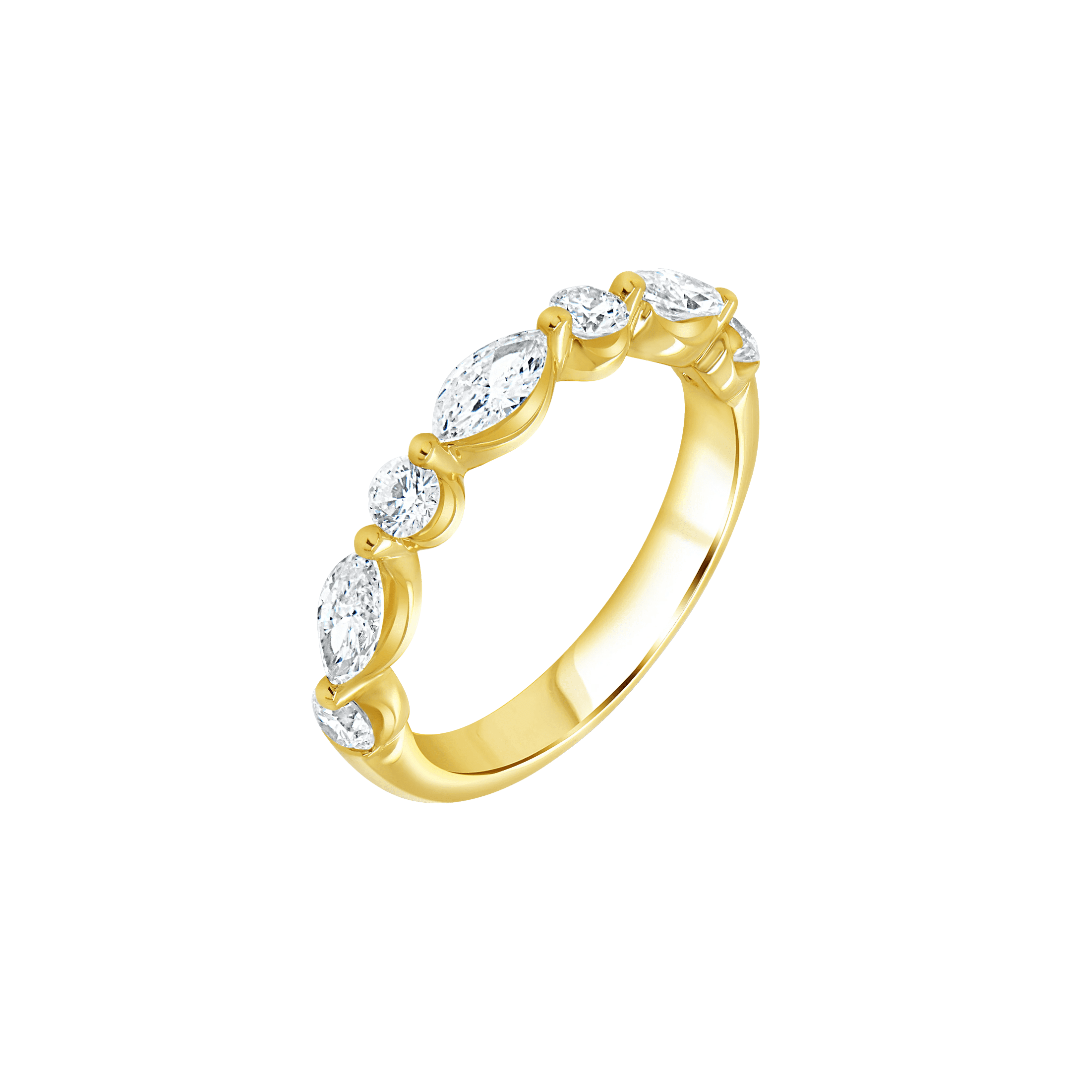 1.11 carat Round and Marquise cut Diamond Stackable Ring in Yellow Gold - Image 2