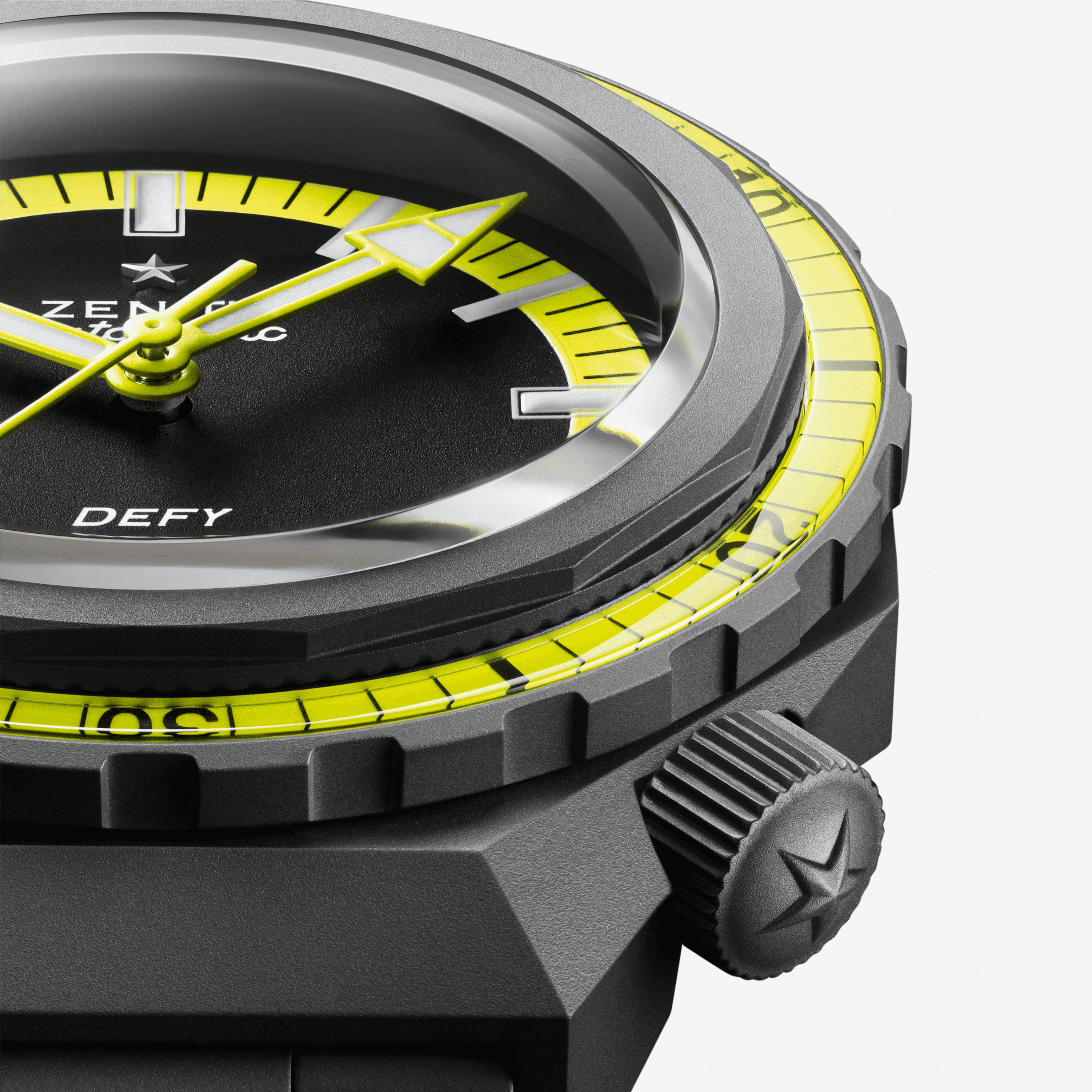 DEFY REVIVAL Elite 670 Automatic Black and Yellow Dial in Titanium - Image 4