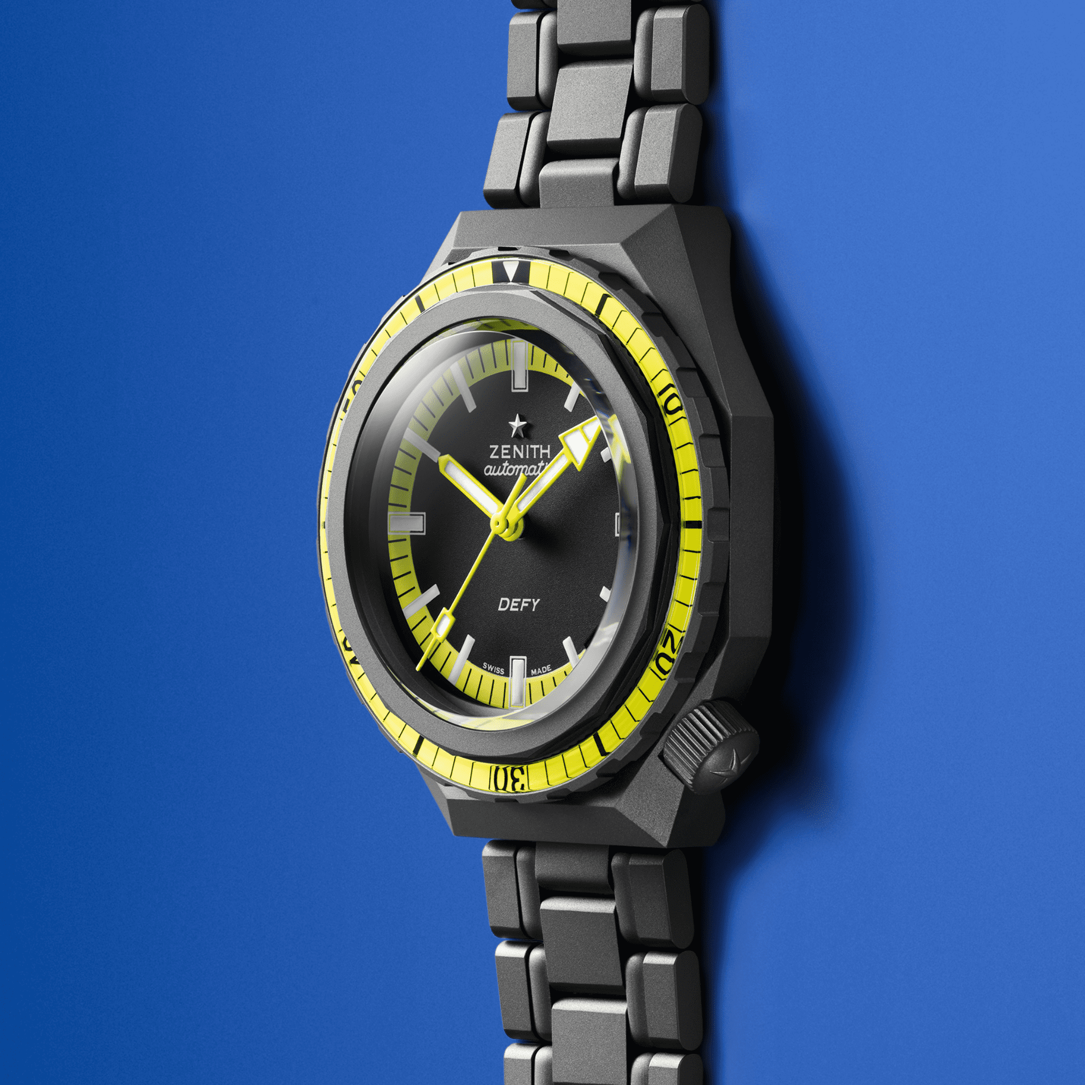 DEFY REVIVAL Elite 670 Automatic Black and Yellow Dial in Titanium - Image 3