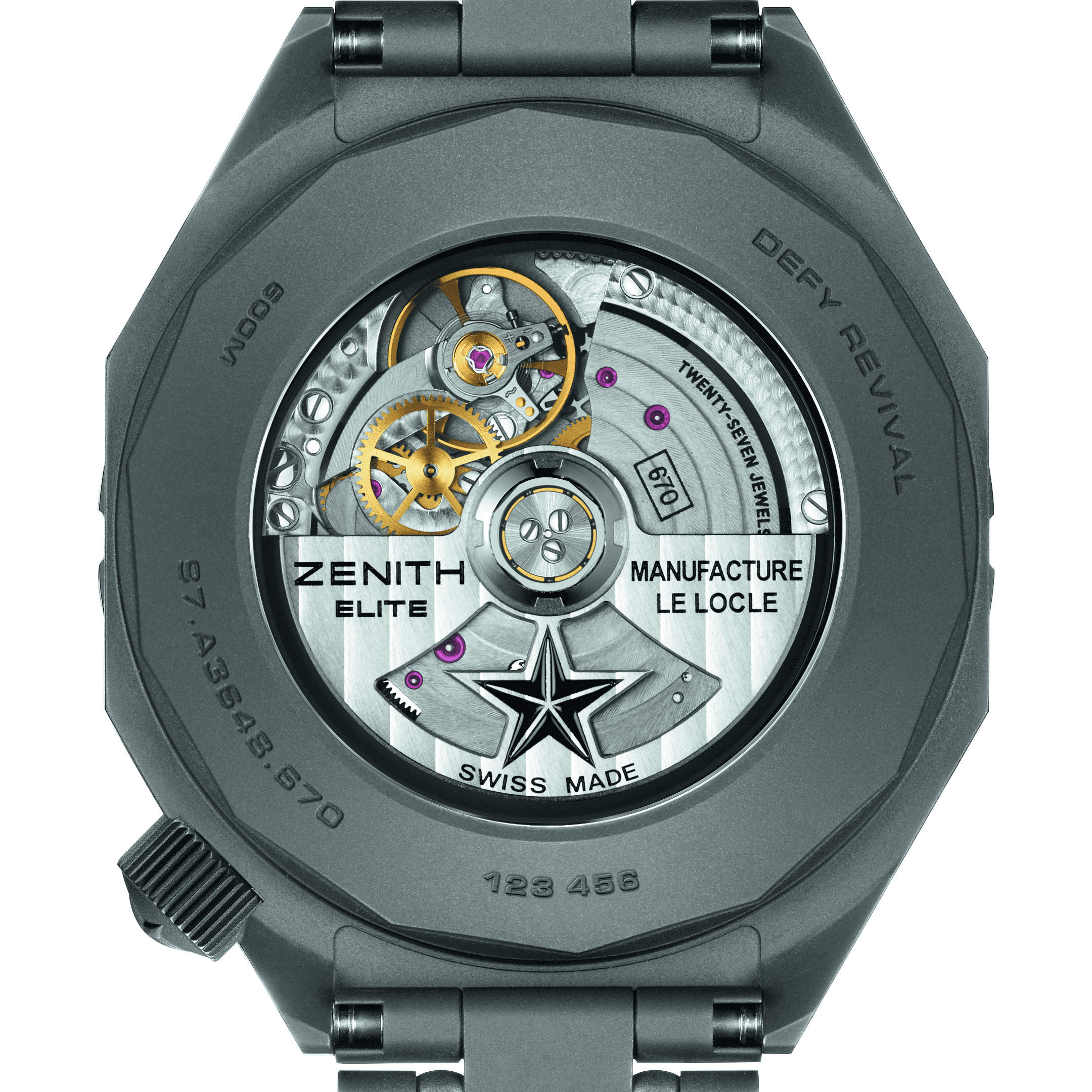 DEFY REVIVAL Elite 670 Automatic Black and Yellow Dial in Titanium - Image 5