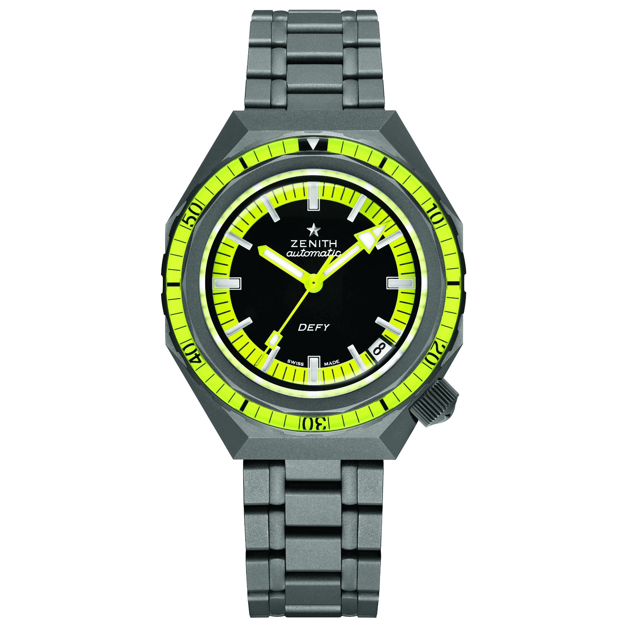 DEFY REVIVAL Elite 670 Automatic Black and Yellow Dial in Titanium - Image 2