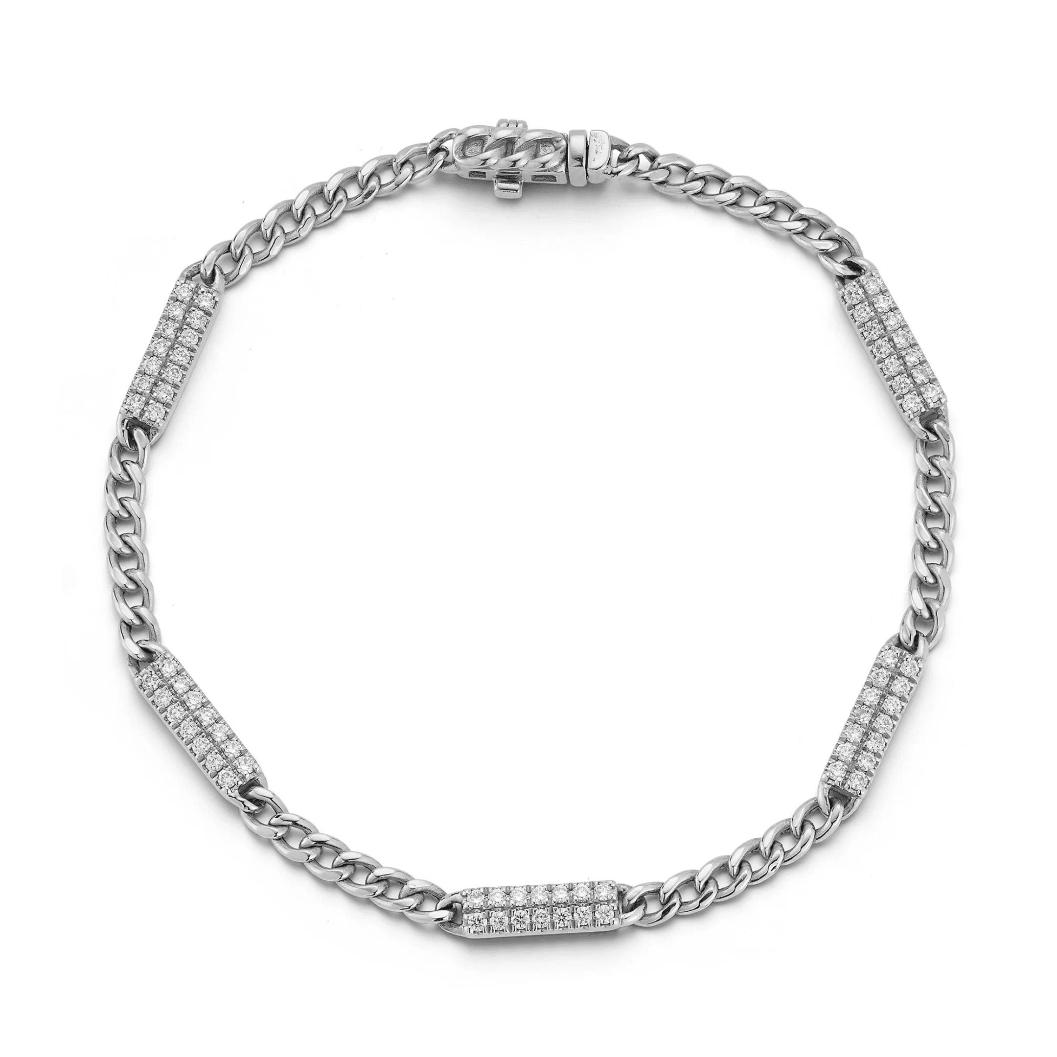 Sylvie Rose 0.52 Carats Diamond Cuban Chain Bar Bracelet in White Gold - Image 2