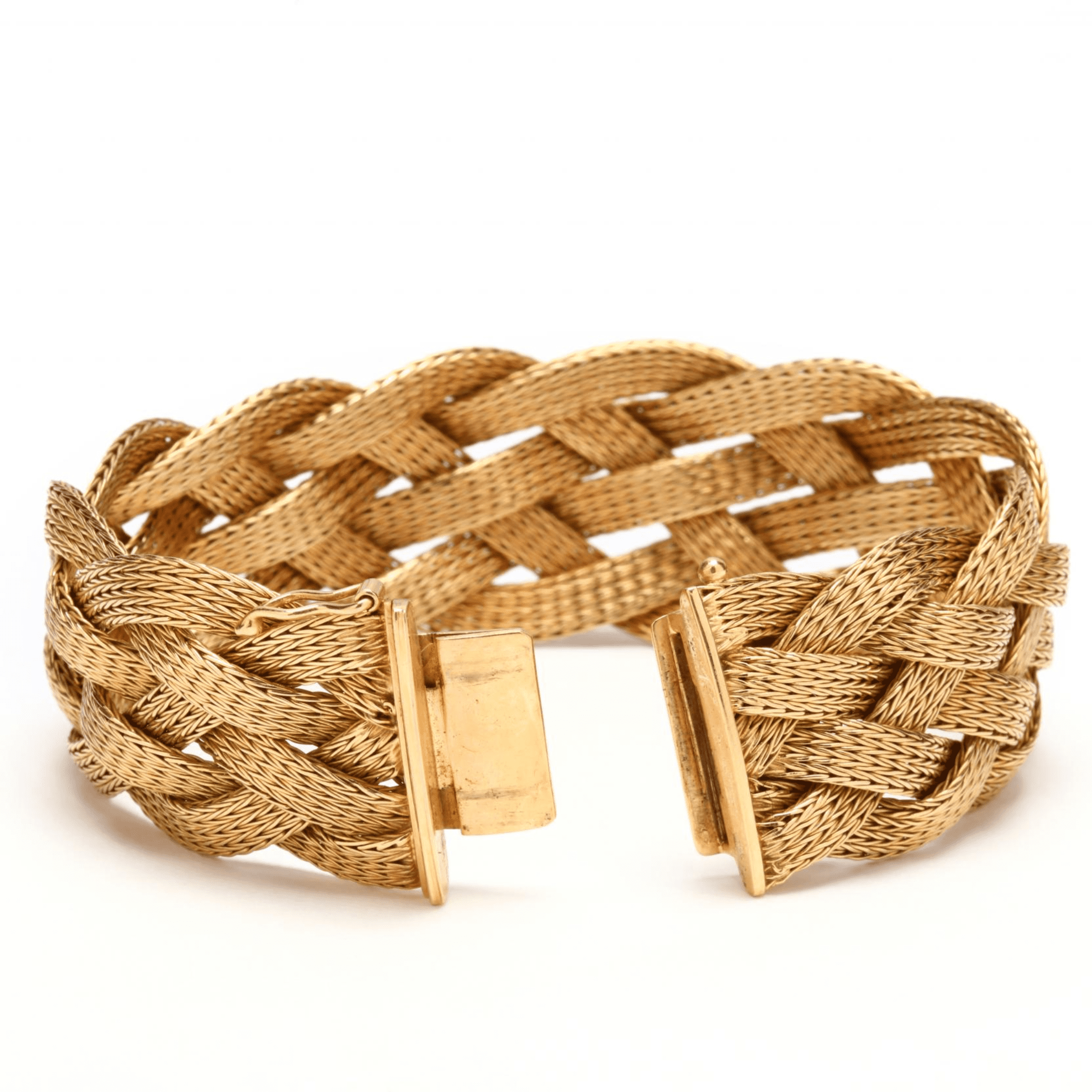 Large Braided Mesh Bracelet in Yellow Gold - Image 3