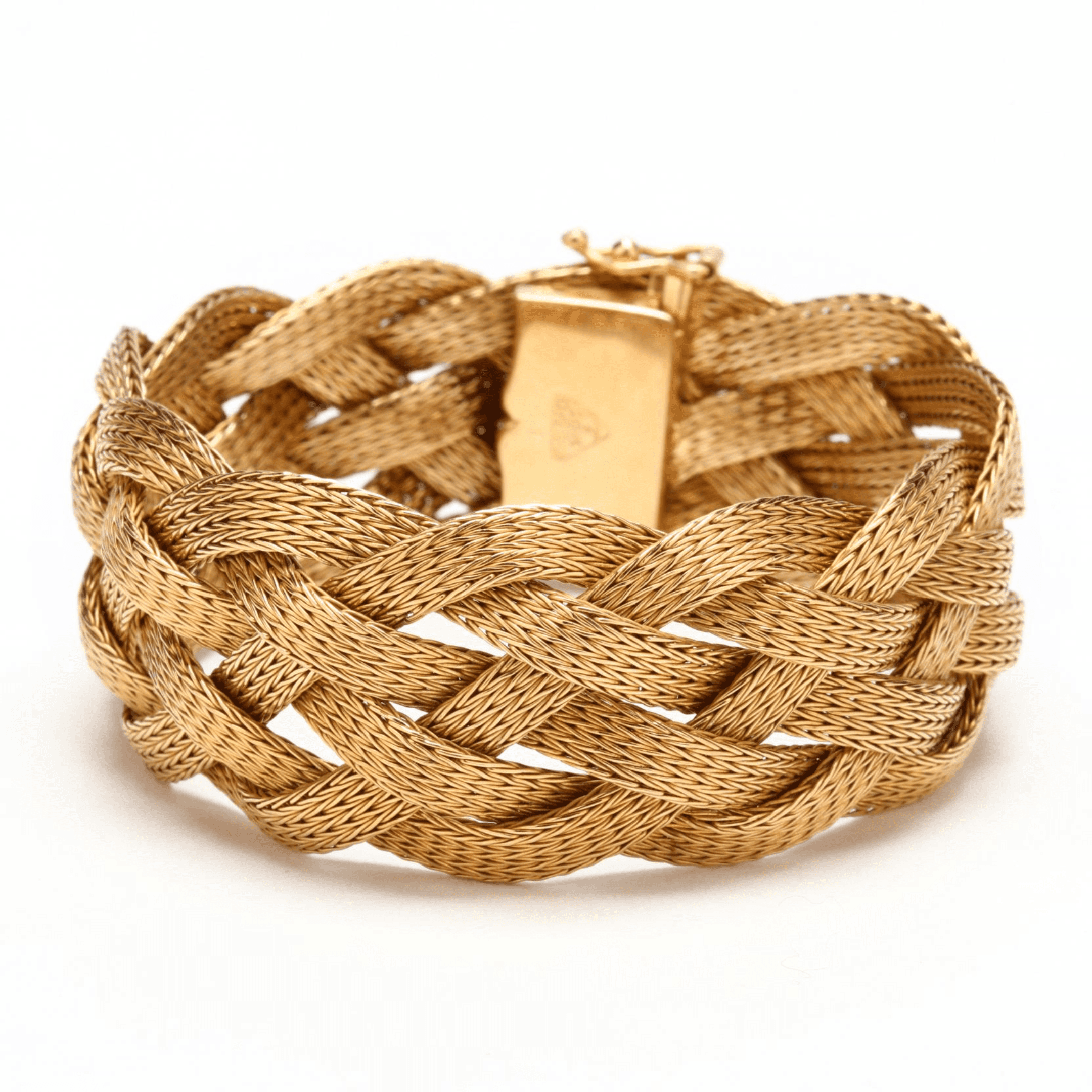 Large Braided Mesh Bracelet in Yellow Gold - Image 2