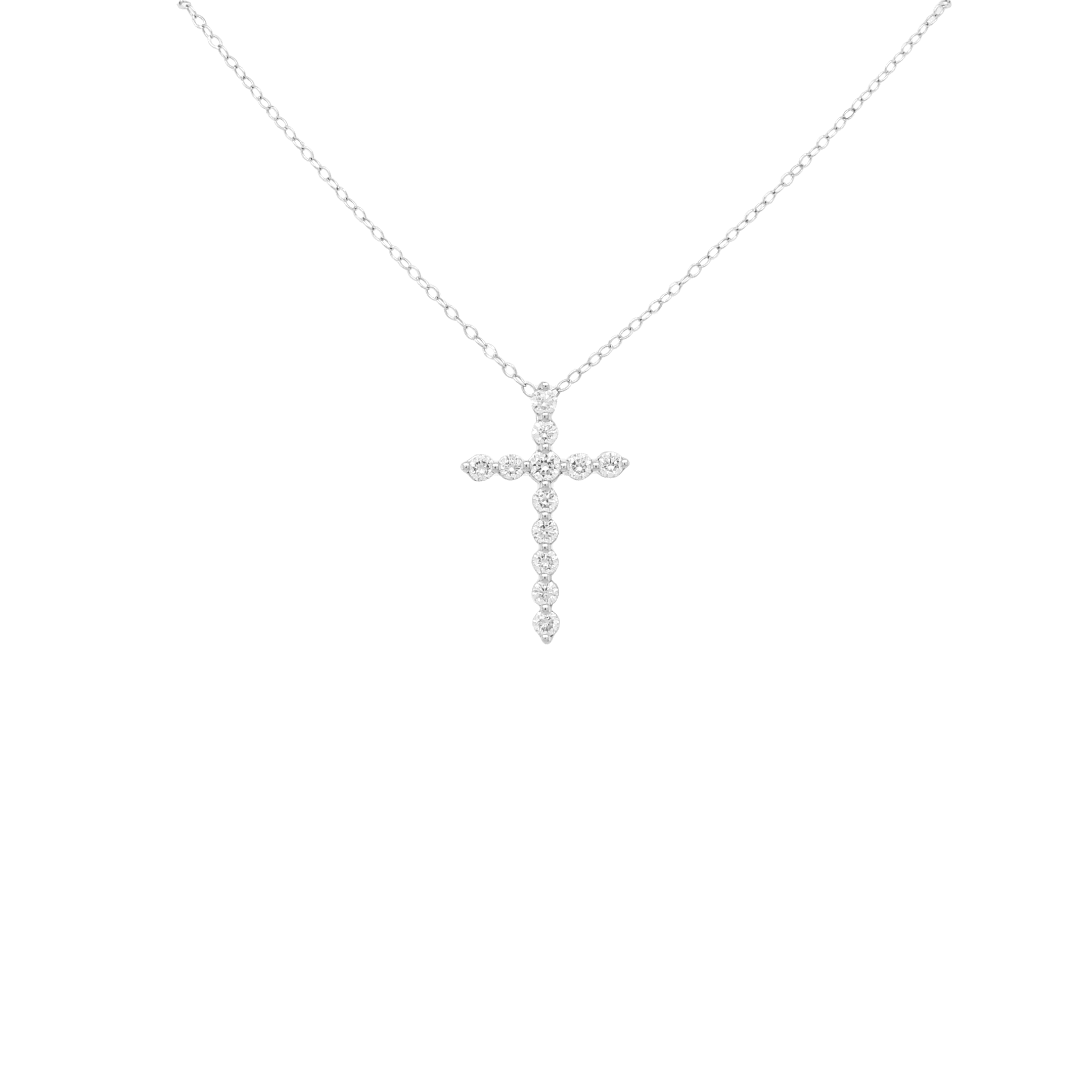 0.25 carat Diamond Cross Pendant Necklace in White Gold - Image 2
