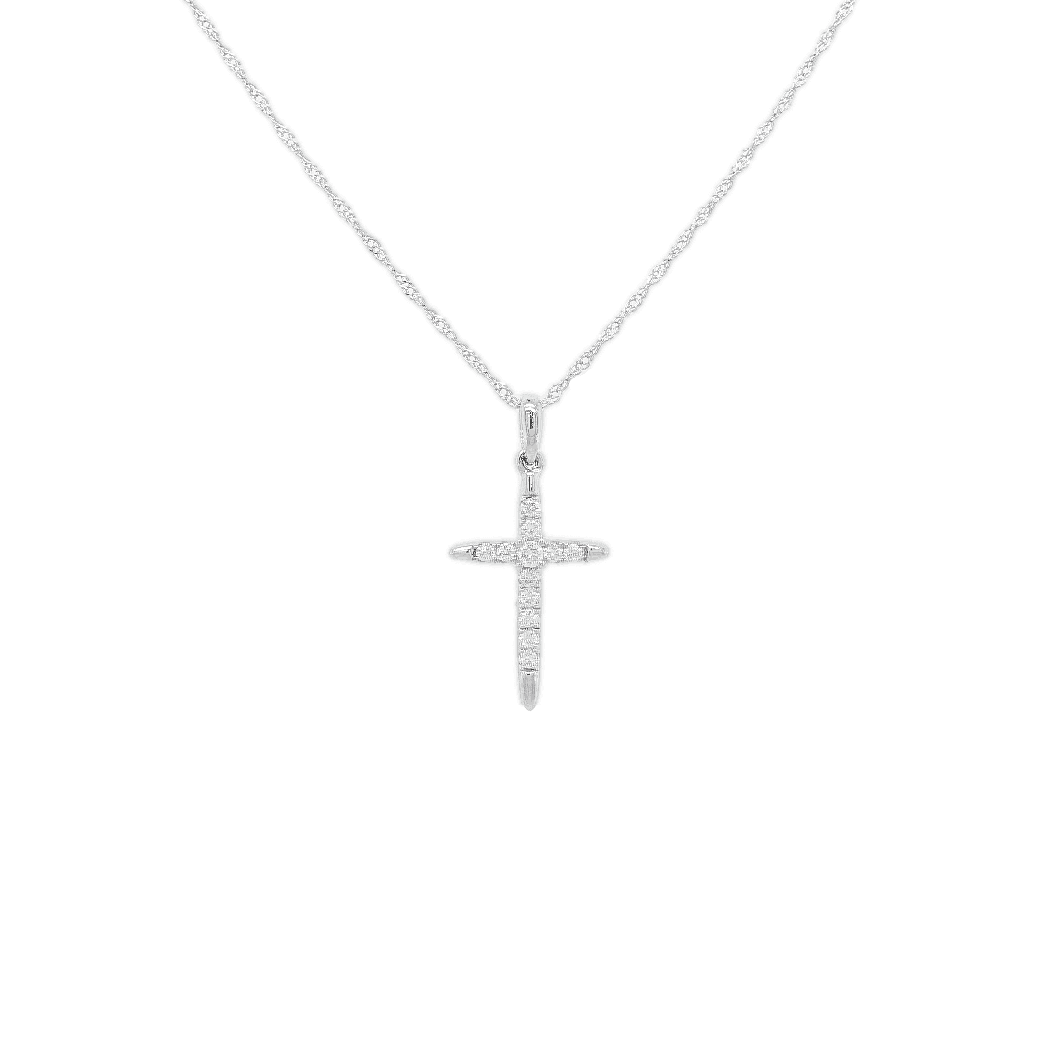 0.16 carat Diamond Cross Pendant Necklace in White Gold - Image 2