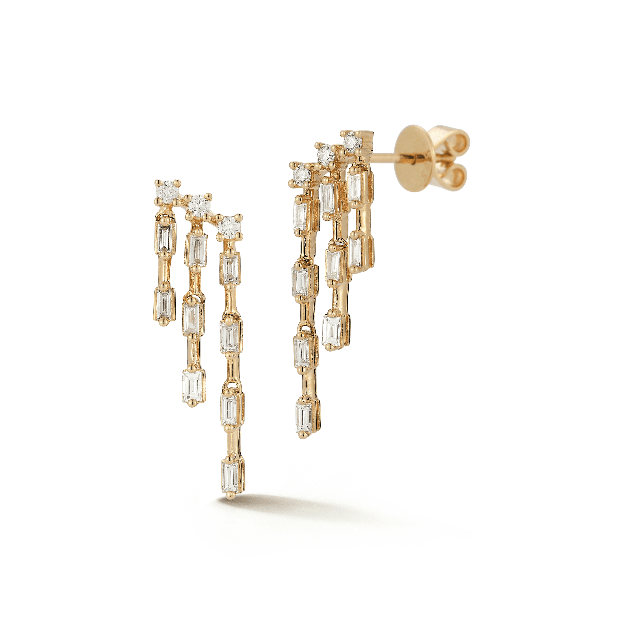 Sadie Pearl Waterfall 0.49 carat Diamond Earrings in Yellow Gold - Image 2
