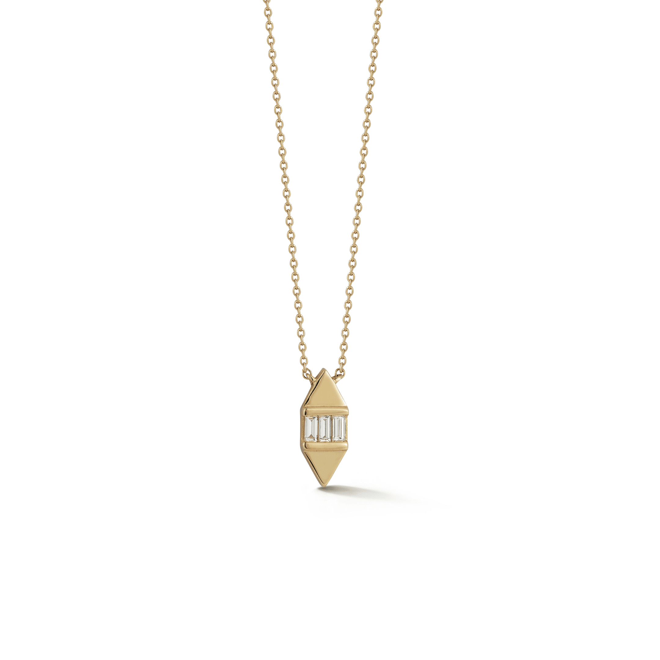 Sadie Pearl Tapered Baguette Pendant in Yellow Gold - Image 2