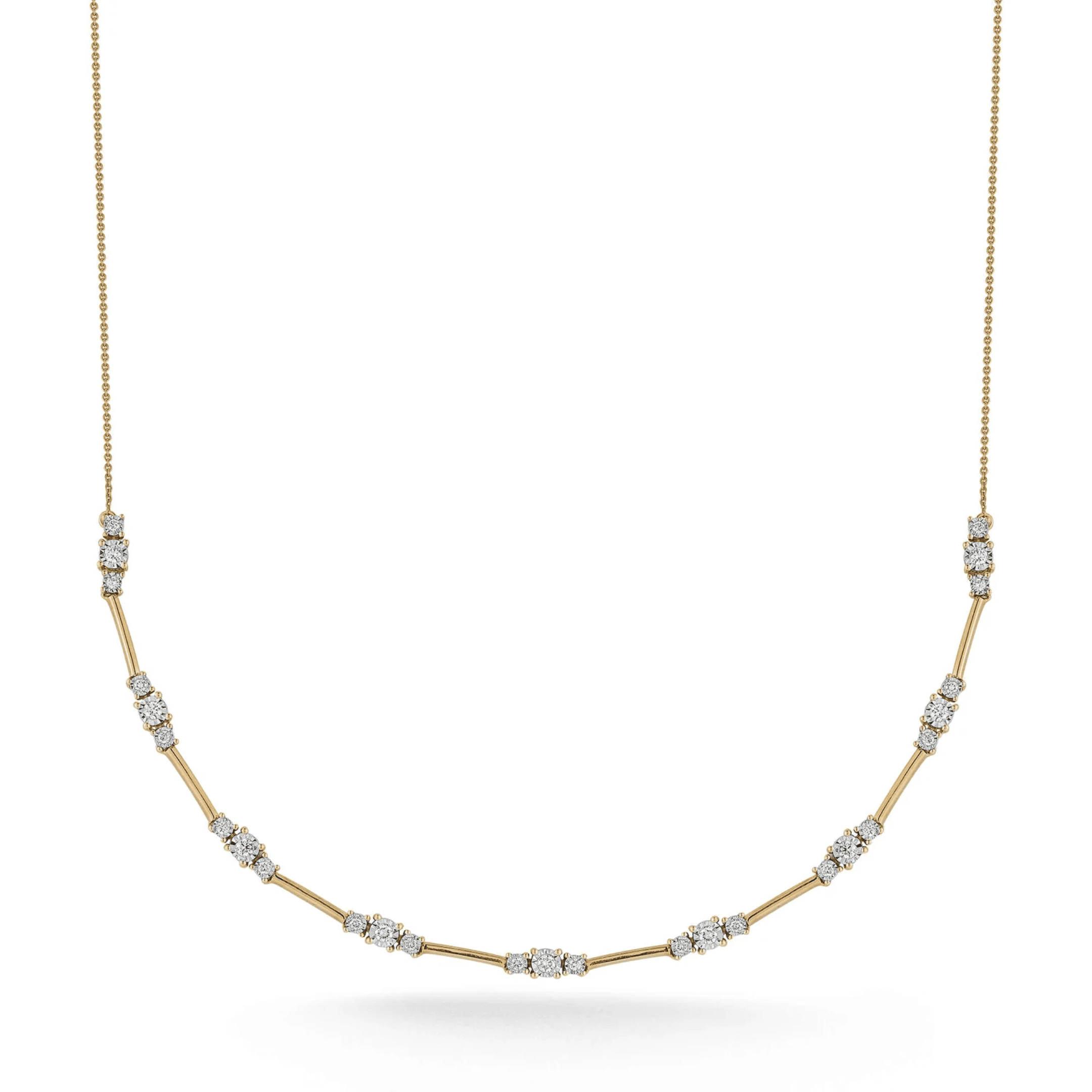 Ava Bea Spaced Diamond Tennis Necklace in Yellow Gold - Image 2