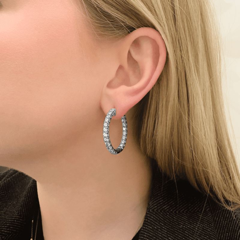 3.85 carat Inside Out Diamond Hoop Earrings in White Gold