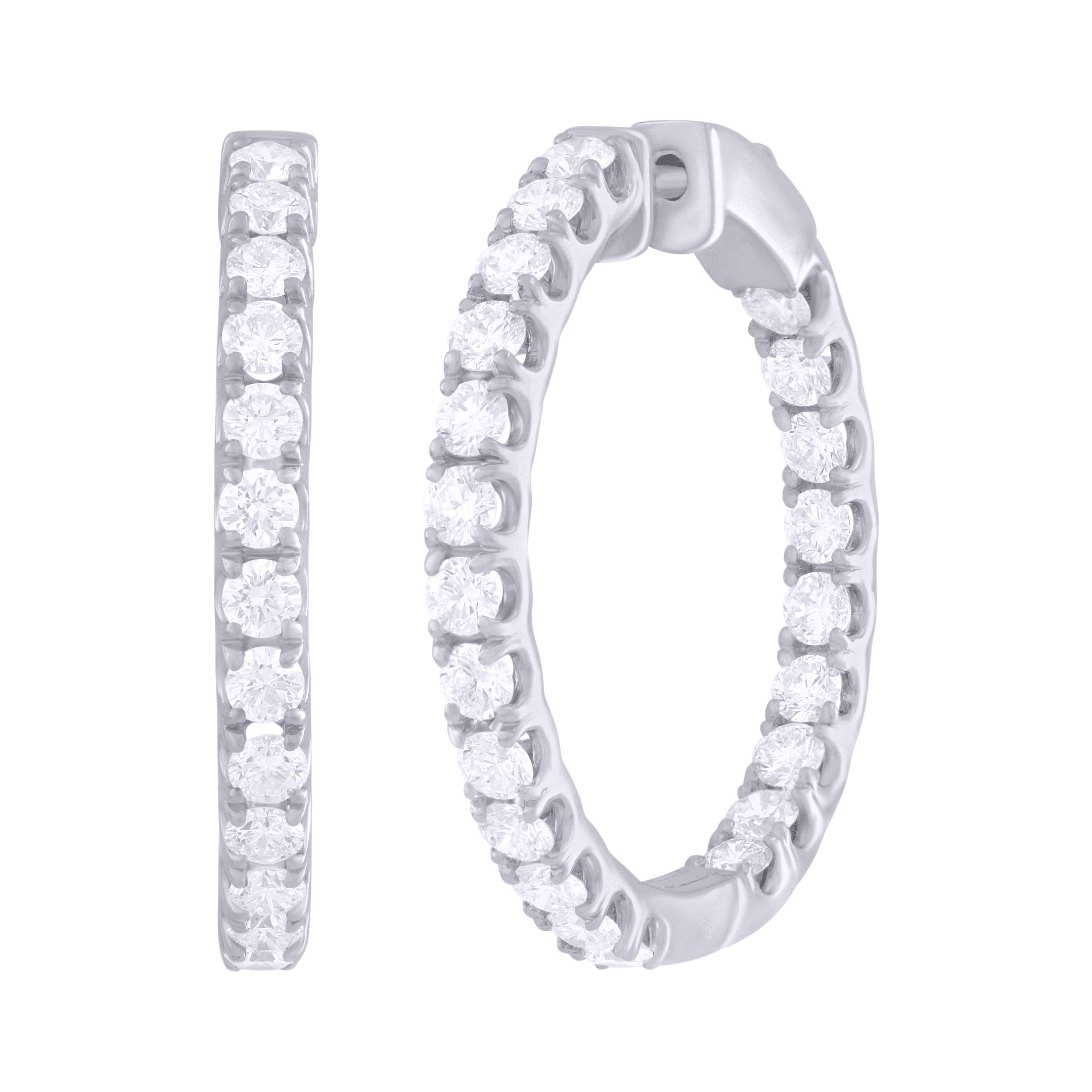 3.85 carat Inside Out Diamond Hoop Earrings in White Gold - Image 2