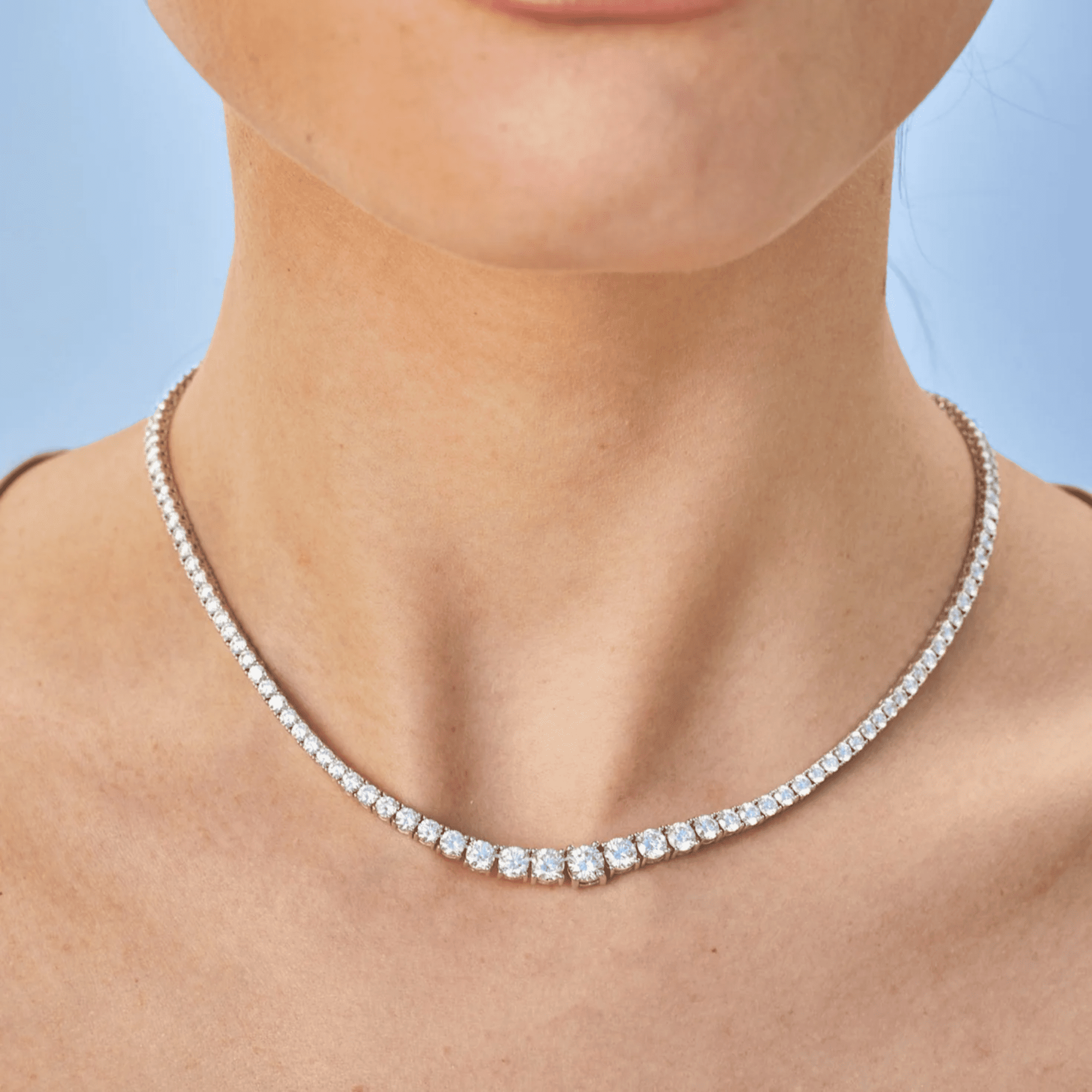 11.15 carats Diamond Riviera Tennis Necklace in White Gold - Image 3