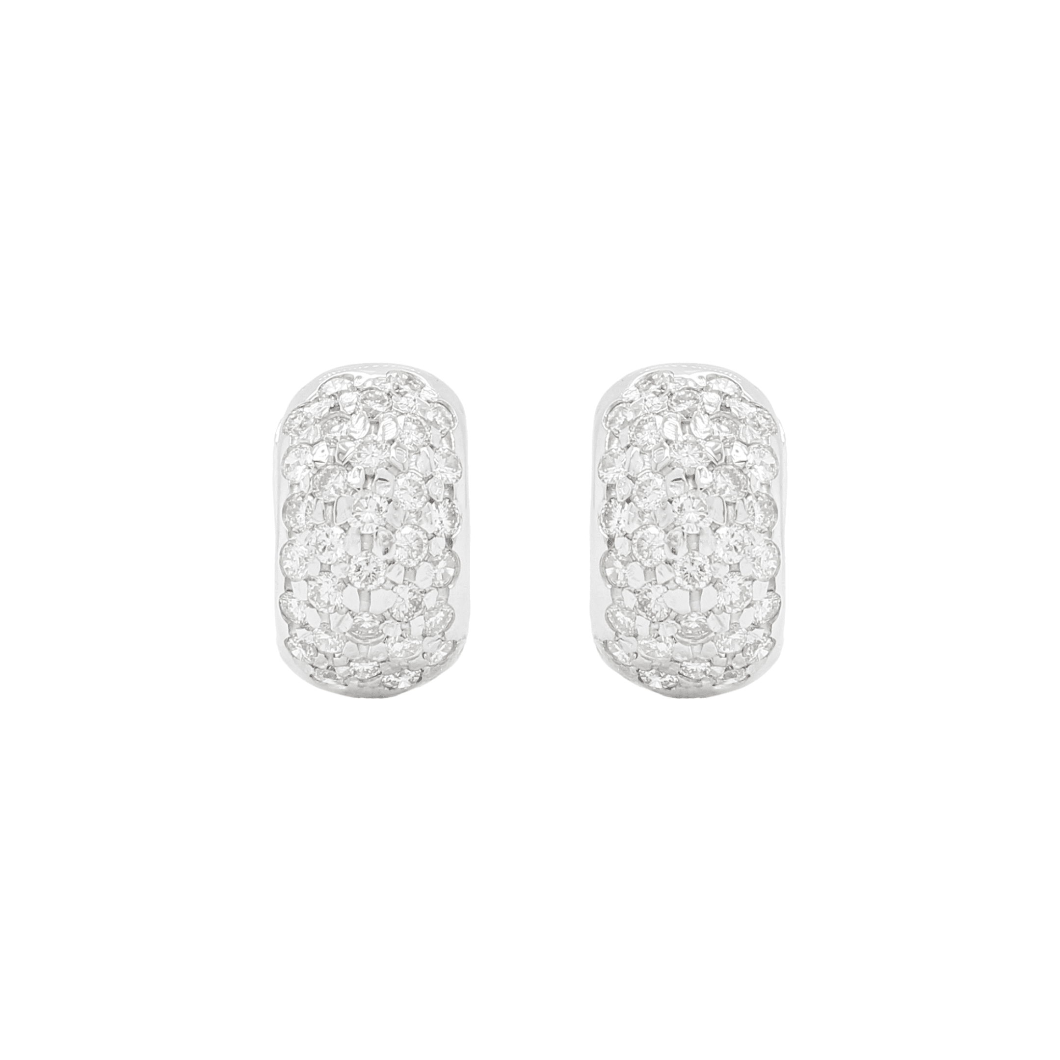 Two Tone Five Row Pavé Round Diamond Huggie Earrings - Image 2