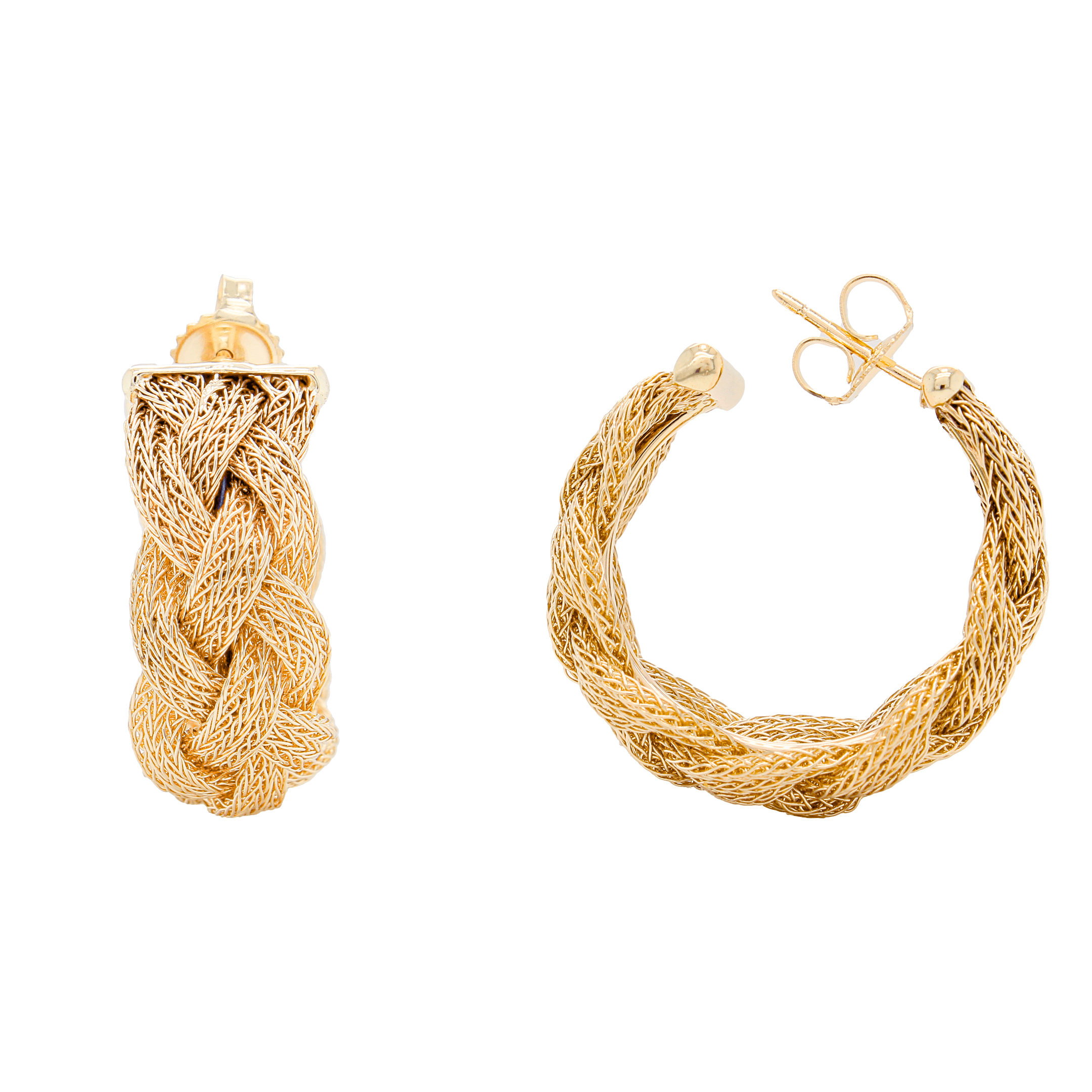 Braided Woven Hoop Earrings in Yellow Gold - Image 3
