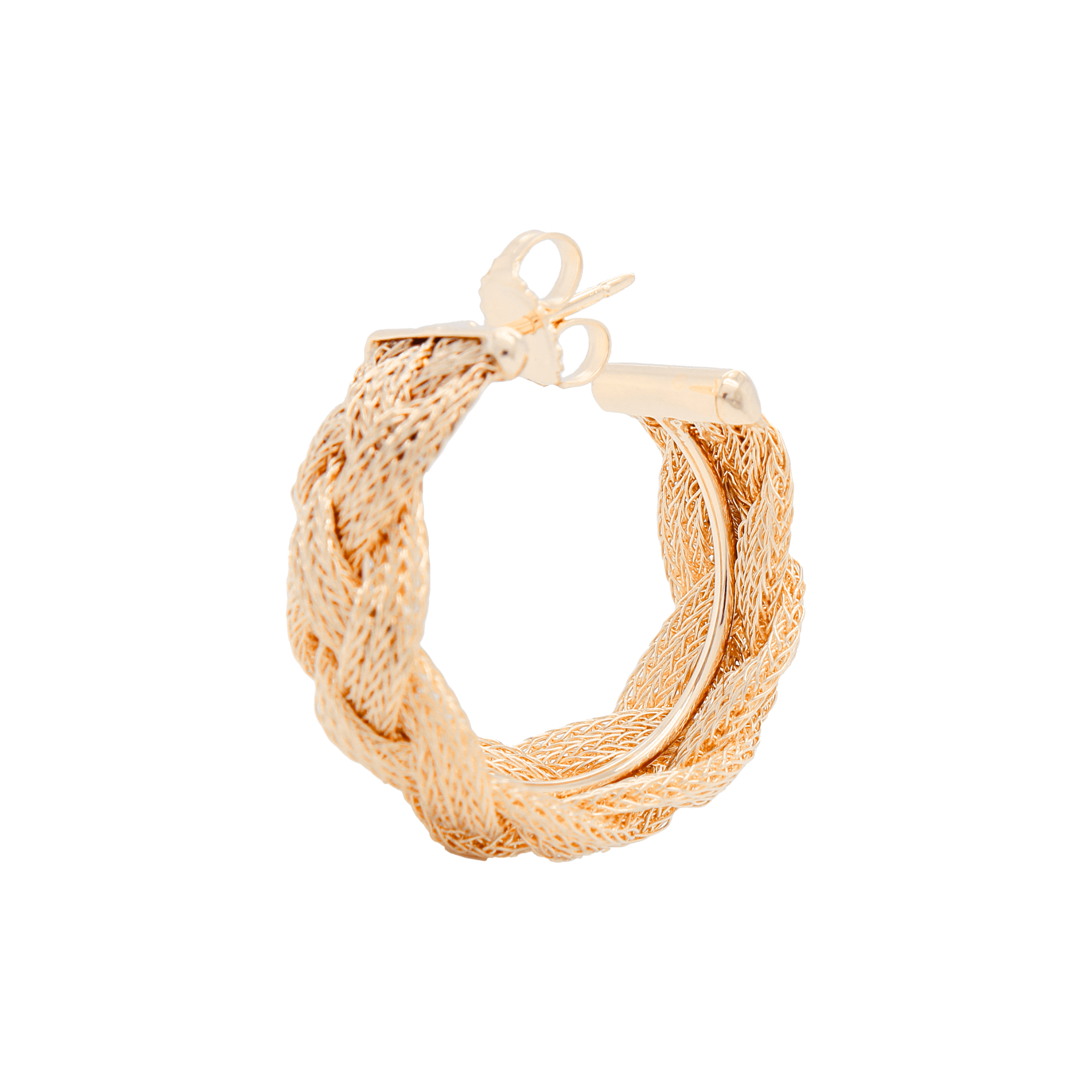 Braided Woven Hoop Earrings in Yellow Gold - Image 4