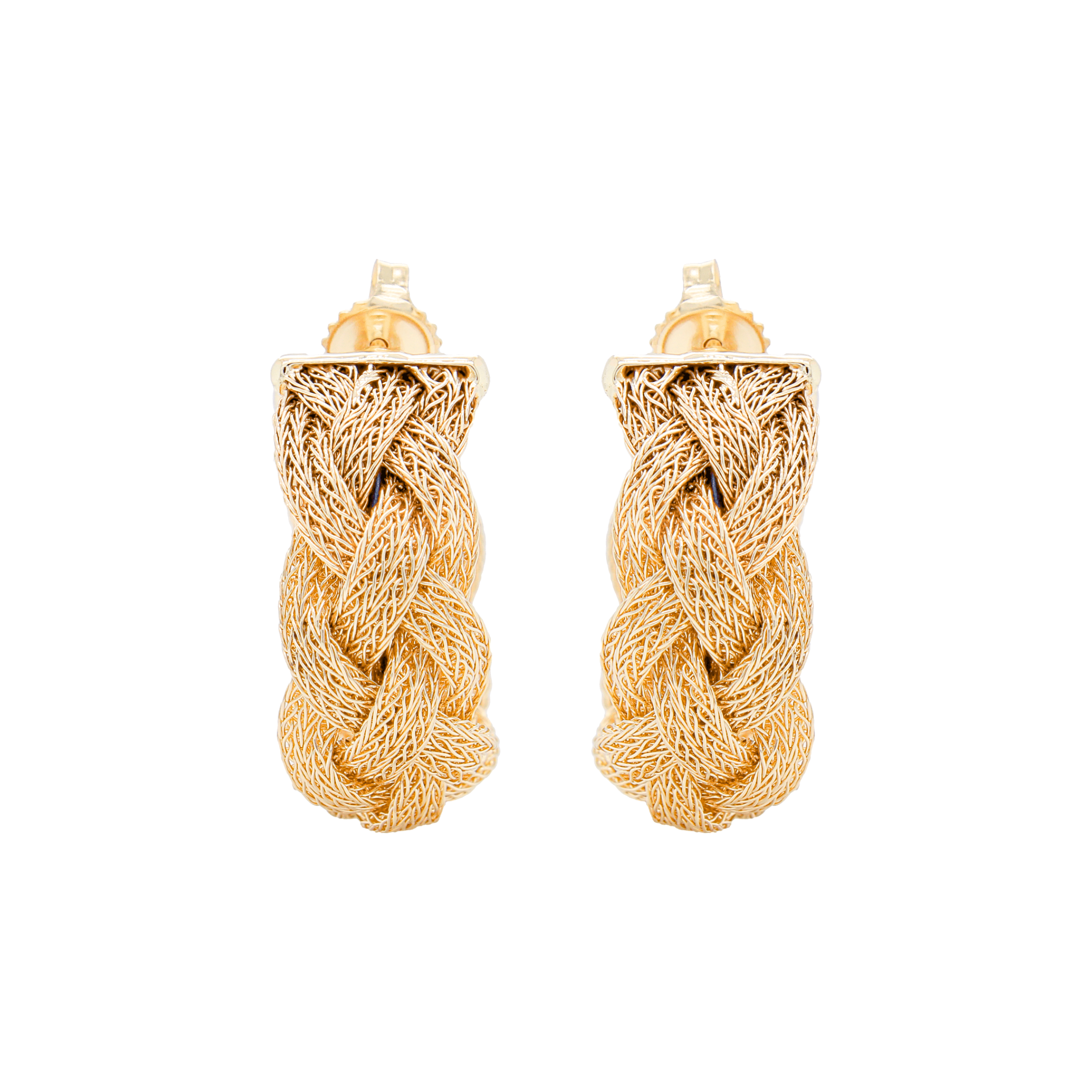 Braided Woven Hoop Earrings in Yellow Gold - Image 2