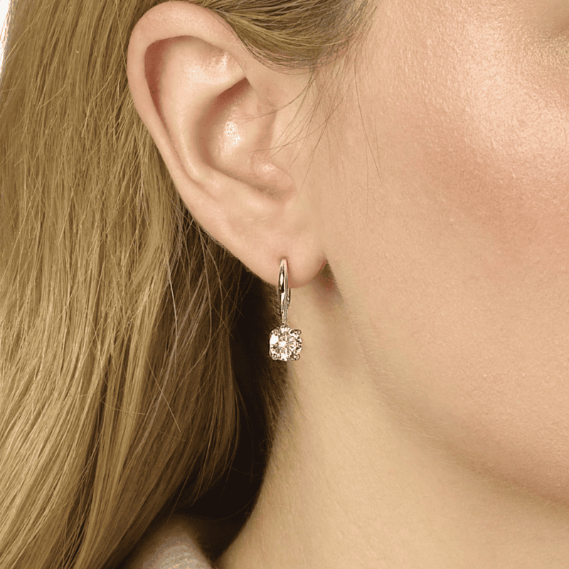 2.82 carat Round Brilliant cut Diamond Dangle Earrings in White Gold