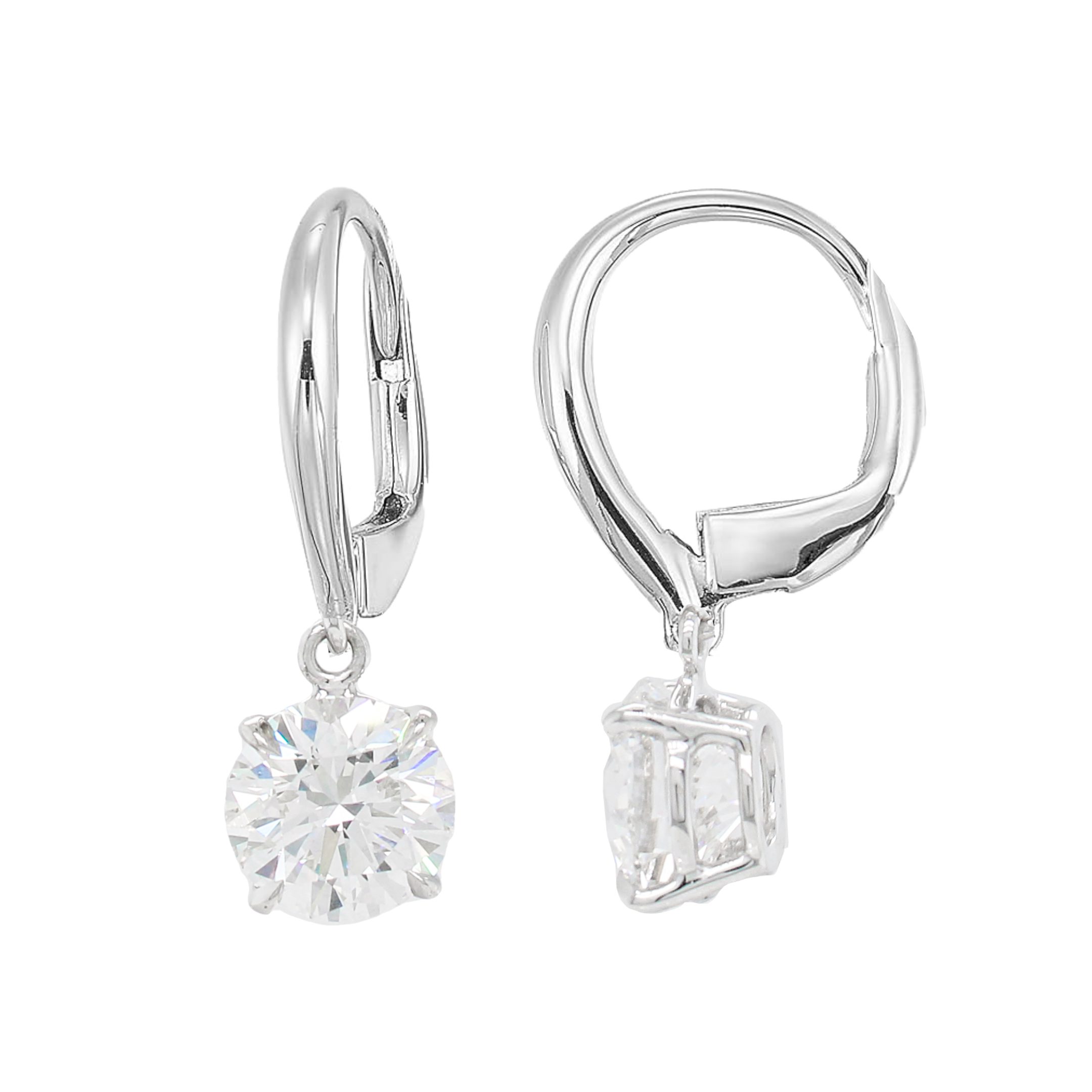2.82 carat Round Brilliant cut Diamond Dangle Earrings in White Gold - Image 2