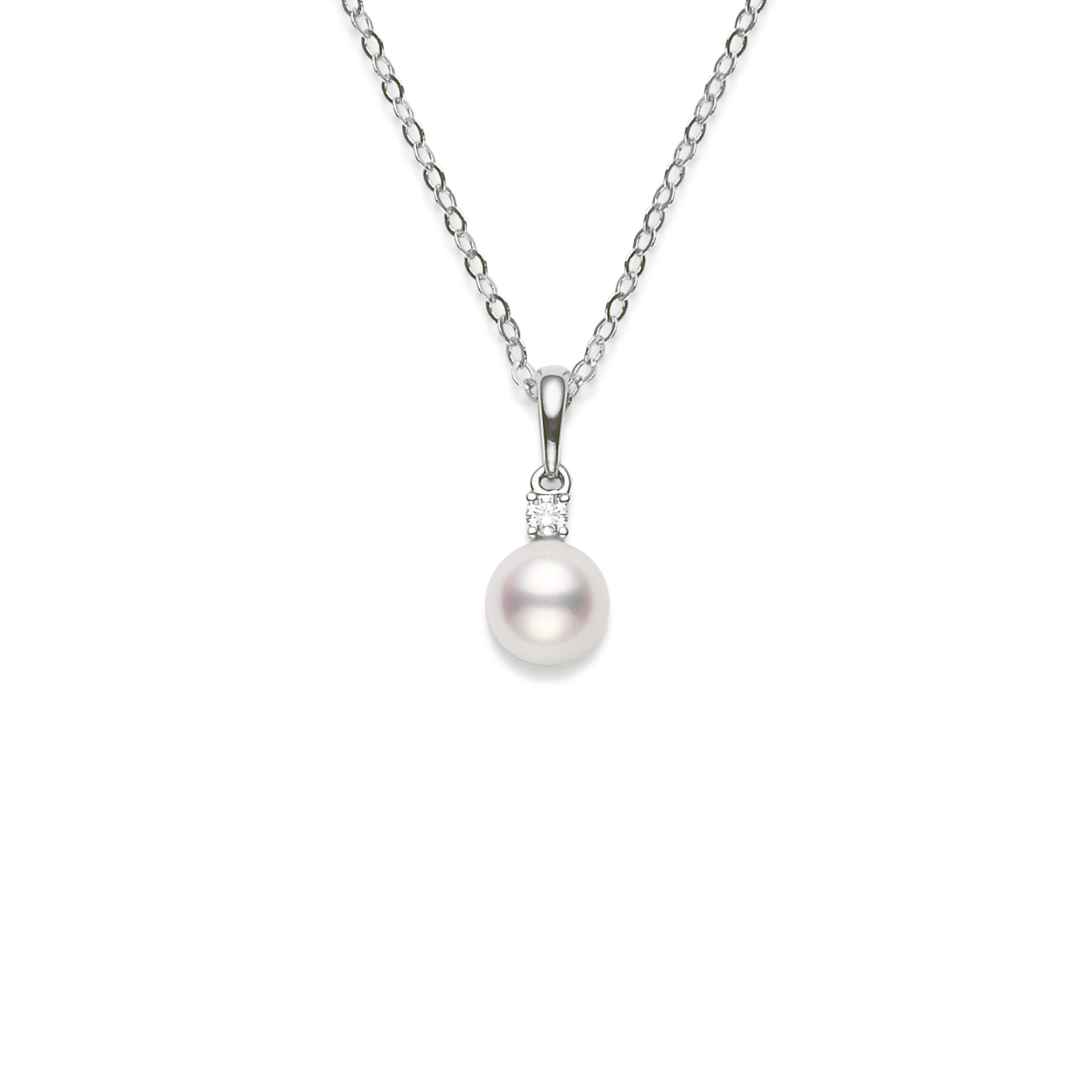 White South Sea Cultured A+ Pearl and 0.10 carats Diamond Pendant in White Gold - 10mm - Image 2