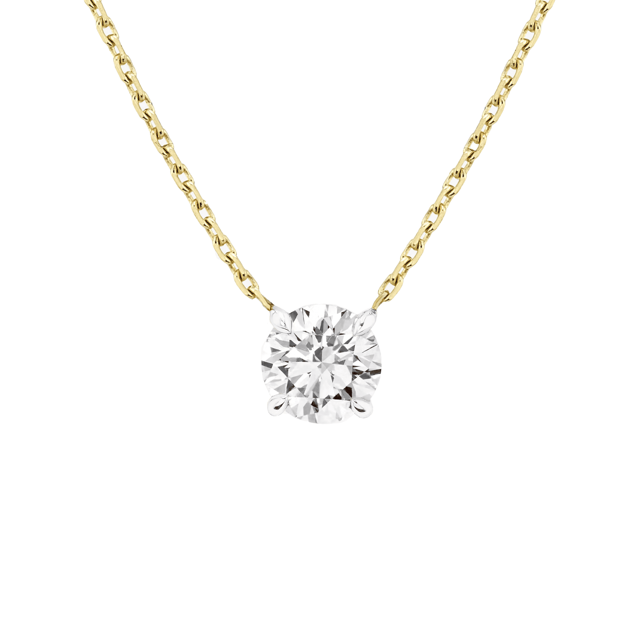 1.08 carat Solitaire Round Brilliant cut Diamond Pendant Necklace in Yellow Gold - Image 2