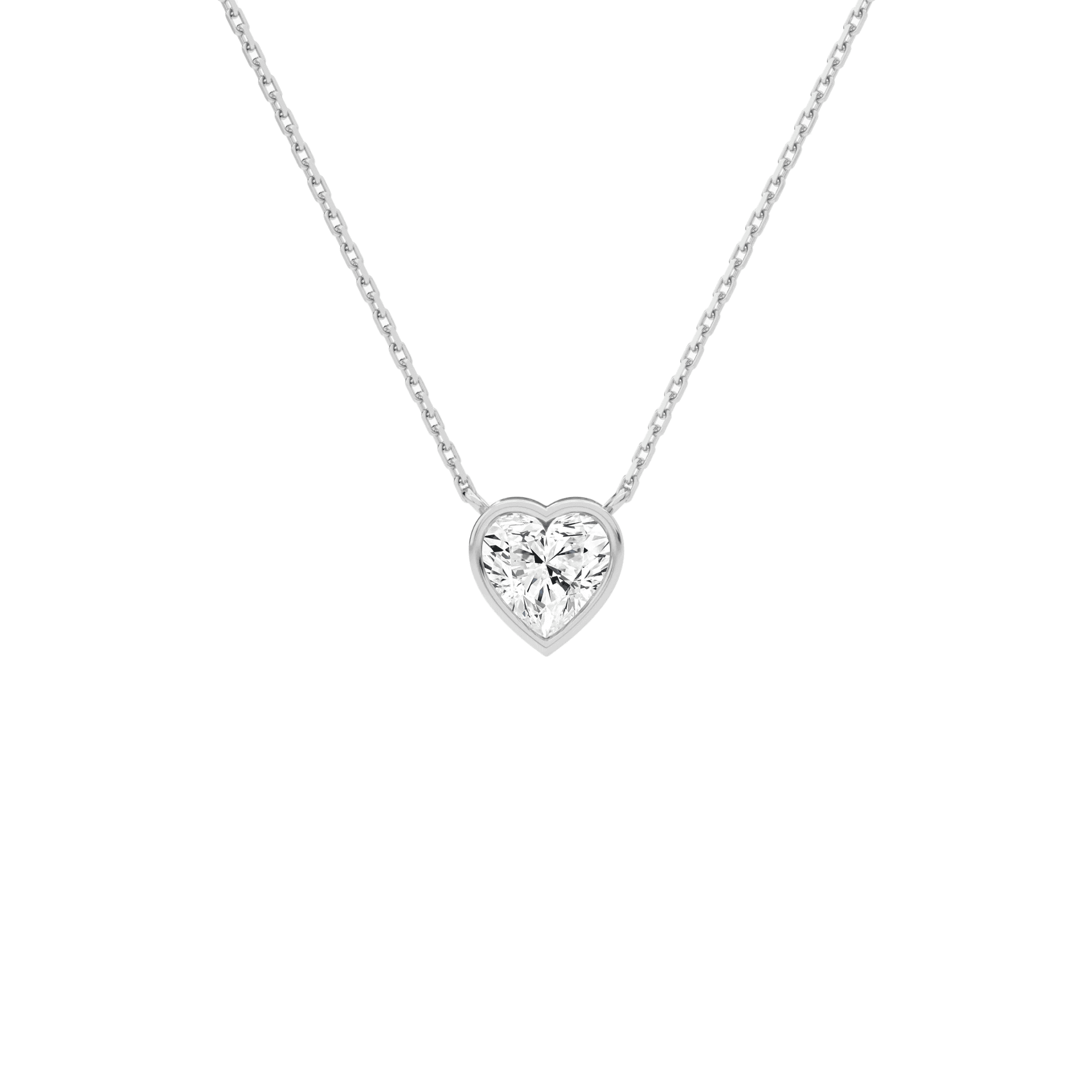 1.01 carats Heart Shape Bezel set Diamond Solitaire Pendant Necklace in White Gold - Image 2