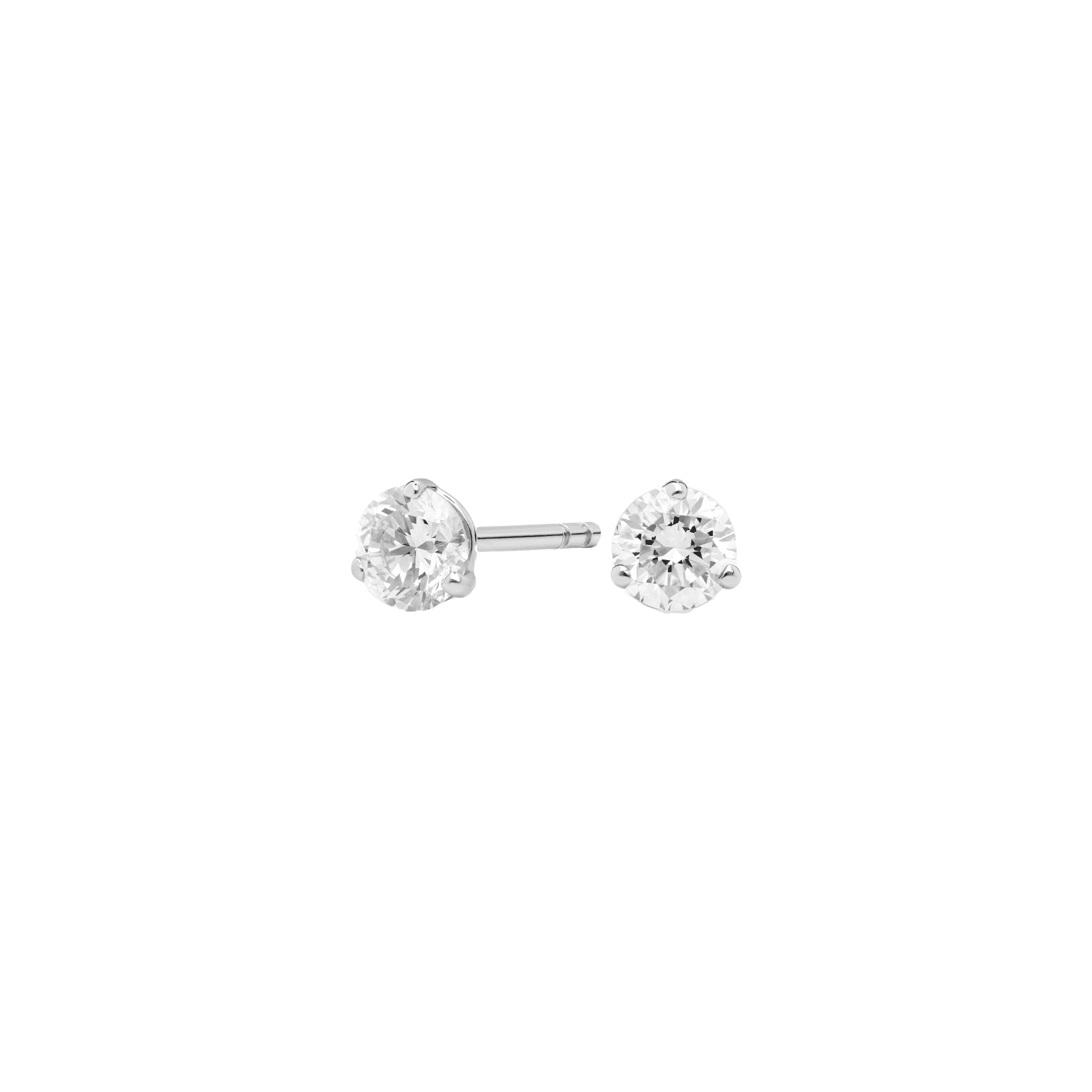 0.50 carat Three Prong Martini Round Brilliant Diamond Earrings in White Gold - Image 2