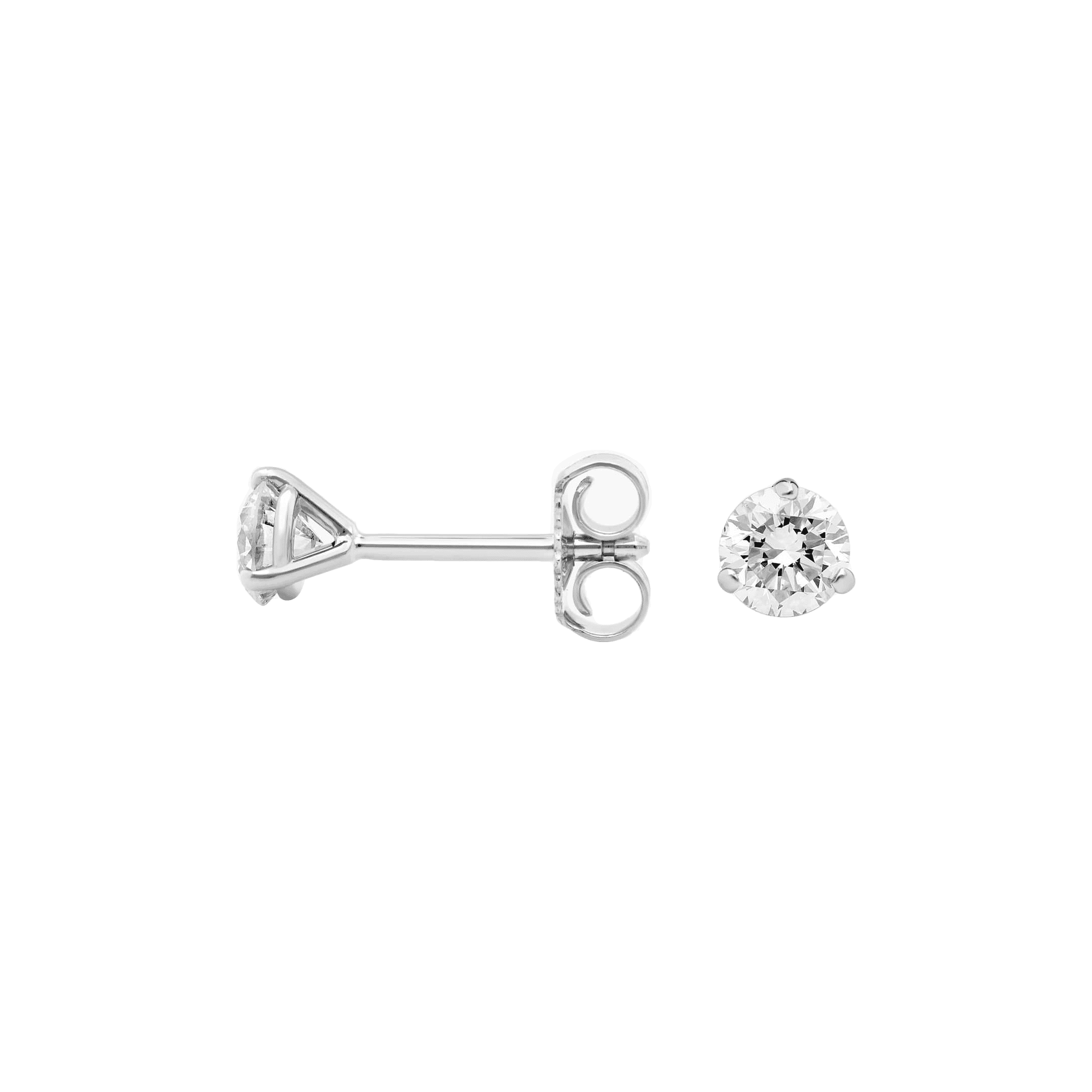 0.50 carat Three Prong Martini Round Brilliant Diamond Earrings in White Gold - Image 3