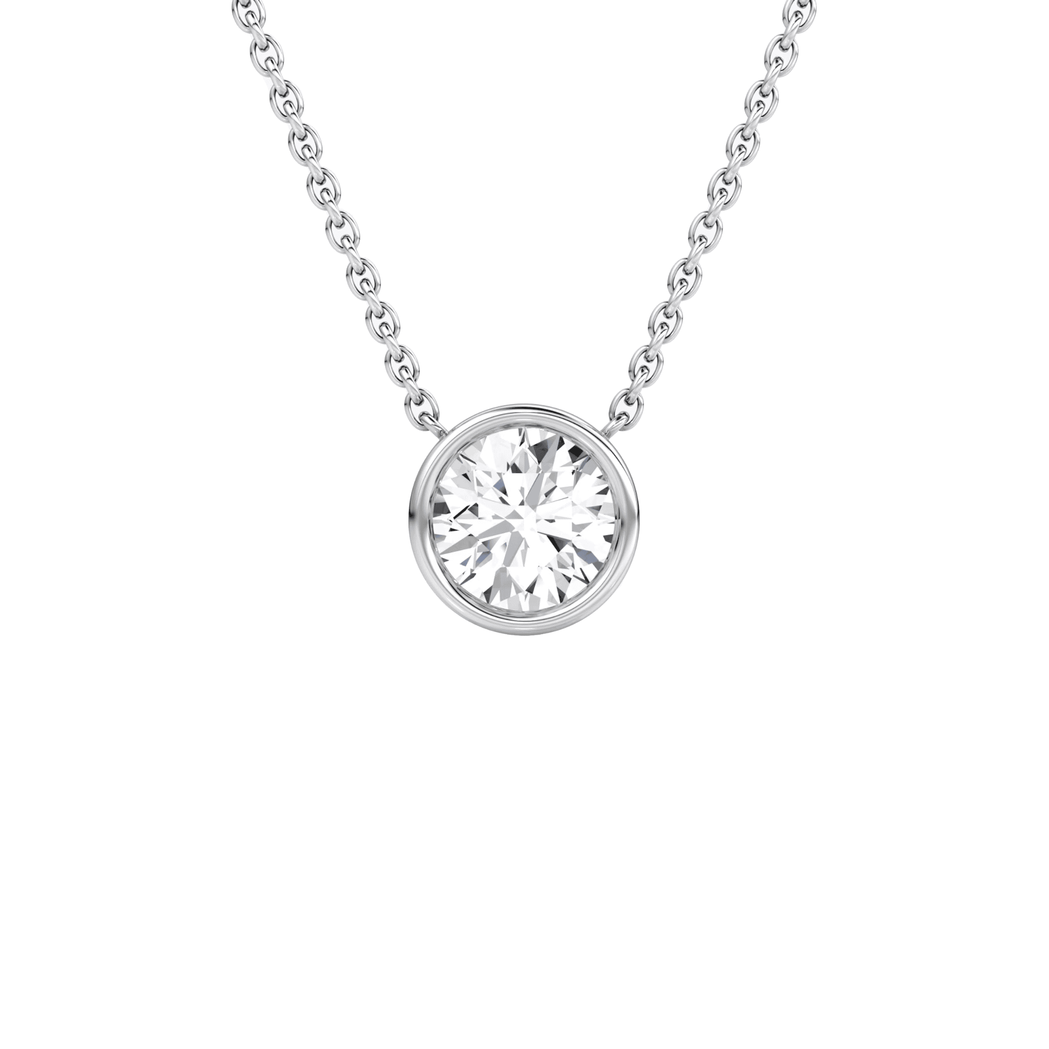 1.29 carat Round Brilliant cut Eyeglass Bezel set Diamond Pendant Necklace in White Gold - Image 2