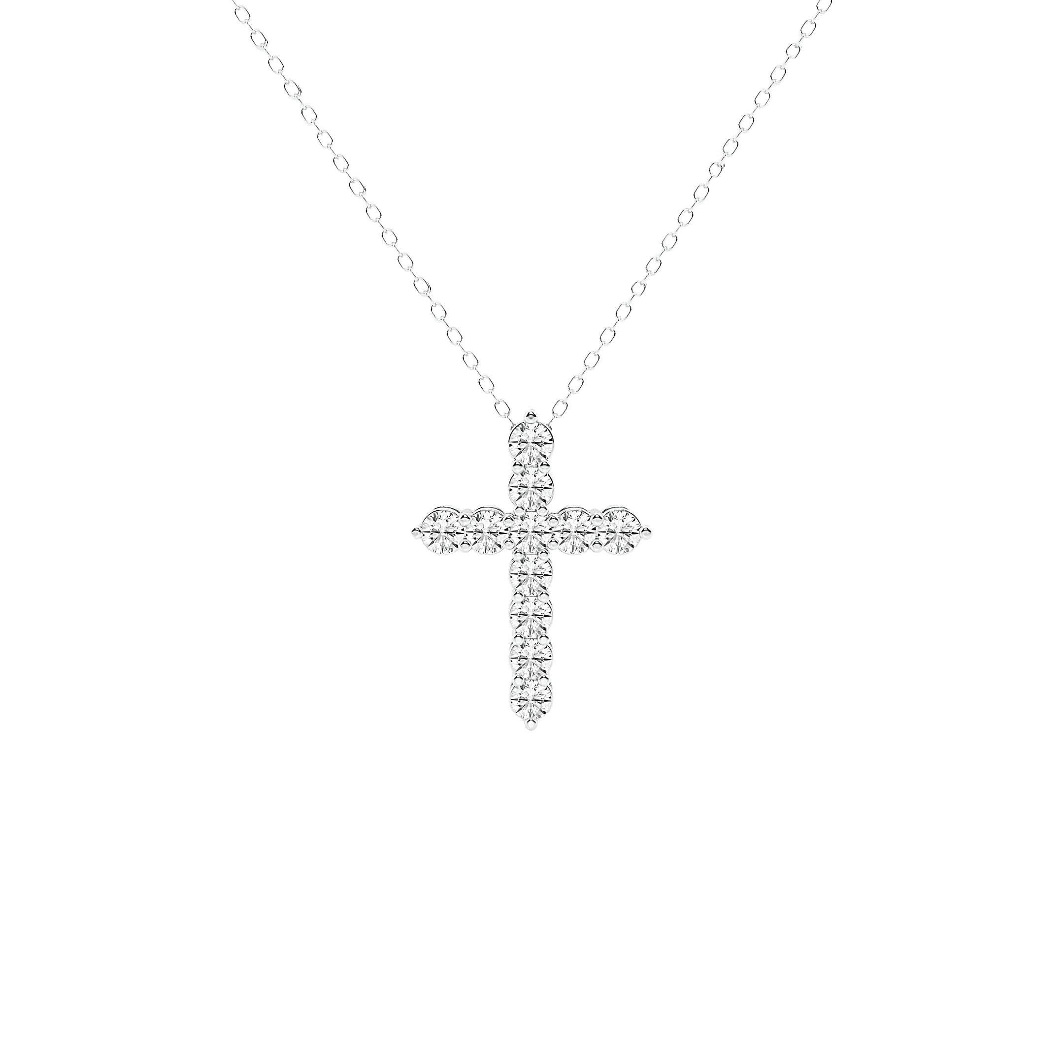 1.13 carats Round Brilliant cut Diamond Cross Pendant in White Gold - Image 2