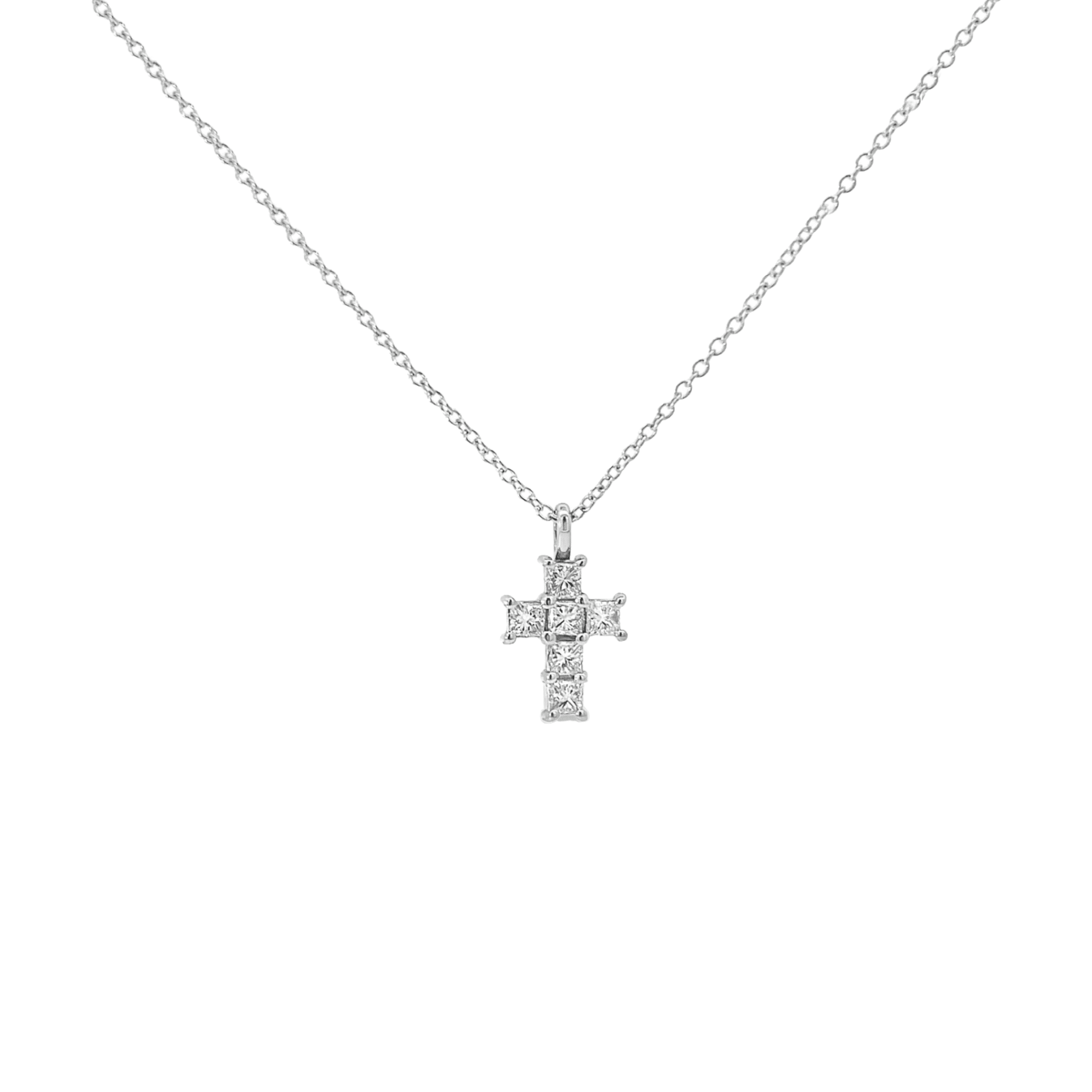 1.60 carats Princess cut Diamond Cross Pendant in White Gold - Image 2